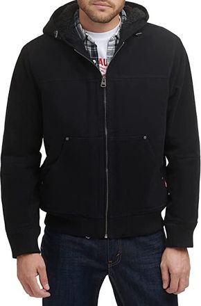 Levi's Cotton Canvas Hooded Utility Jacket with Sherpa Lining Mens Clothing Black : XL, Cotton/Canvas