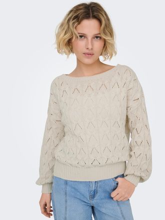 Only Strickpullover ONLY ONLBRYNN LIFE STRUCTURE L/S PUL KNT, Damen, Gr. S, grau (pumice stone), Strick, Obermaterial: 70% Baumwolle, 30% Polyester, unifar