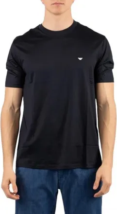 Emporio Armani Tops, Heren, Zwart, M, Katoen, T-shirt van lyocellmix