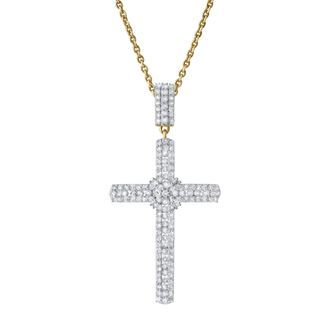 LuvMyJewelry Faithlight 1.15 Ct 14K Gold Diamond Cross Pendant