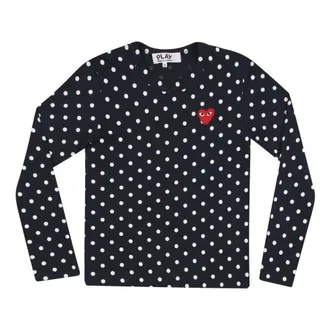 Comme Des Gar&ccedil;ons (WMNS) COMME des GARCONS PLAY Polka dots Long Sleeves T-shirt Navy Blue AZ-T165-051-2