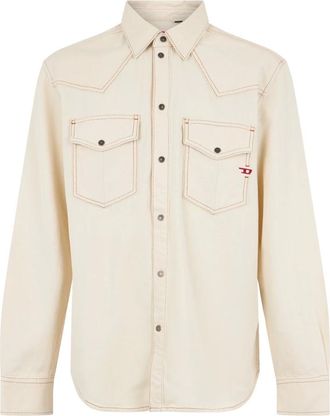 Diesel Camicia in denim D-Ocean - - Shirts - Uomo - Bianco - L