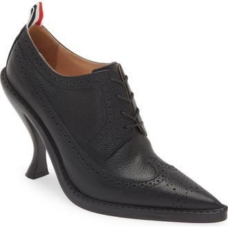 Thom Browne Pointed Toe Wingtip Pump in Black at Nordstrom, Size 11Us