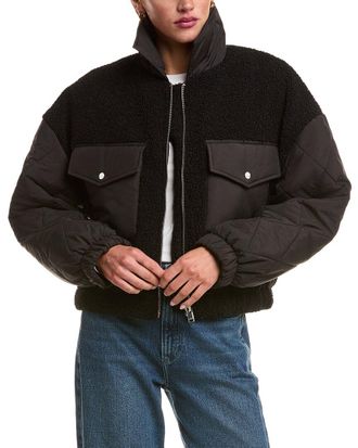 LaMarque Lamarque Peyton Mixed Media Bomber Jacket