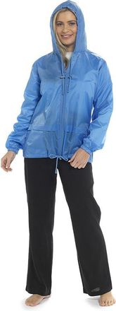 KAV Ladies Shower and Wind Resistant Coat, Rain Coats, Windbreaker Pac A Mac in Pack Bag, Rain Jackets - Blue - S
