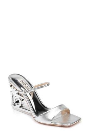 Badgley Mischka Luna Wedge Slide Sandal in Silver Metallic at Nordstrom Rack, Size 6.5