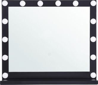 Beliani Beliani - Espejo De Maquillaje Iluminaci&oacute;n Led Metal Negro 50 X 60 Cm Tocador Beauvoir