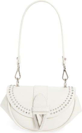 Versace Small Virtus Stud Embellished Leather Shoulder Bag in Porcelain White-Pall at Nordstrom