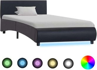 vidaXL Estructura Cama Led Sin Colch&oacute;n Cuero Sint&eacute;tico Negro 90x200 Cm Vidaxl