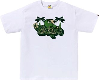 A Bathing Ape Palm Resort Camo Milo on Bape T-Shirt White 0ZXTEMX01410QWHX
