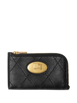 Burberry Strand zipped diamond-stitched cardholder - women - Cotton/Calf Leather/Lamb Skin/Polyurethane - One Size - Black