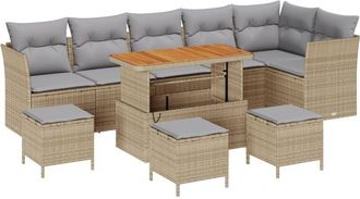 vidaXL Vidaxl - Garden Sofa Set Height-Adjustable 10 pcs Beige Poly Rattan