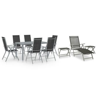 vidaXL Juego De Comedor De Jard&iacute;n 10 Piezas Negro Y Plateado Vidaxl