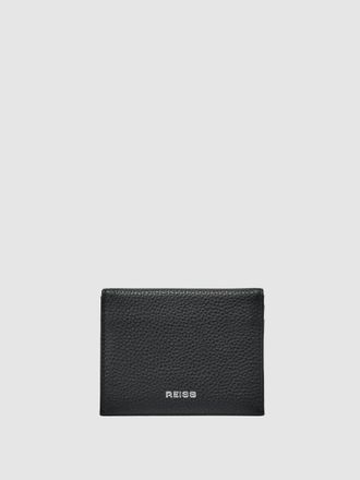 Reiss Black Leather Bi-fold Cardholder