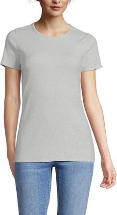 Lands End Cotton Rib T-shirt in Soft Light Gray Heather at Nordstrom, Size X-Small P