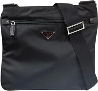 Prada Pre-owned Cross Body Bags, female, Black, Size: ONE SIZE Pre-owned Nylon Cross Body Bag
