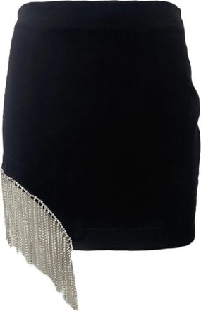 Giulia N Couture Zwarte Midi Rok Elegante Stijl - Dames - Korte rokken - Zwart - XS - Rokken