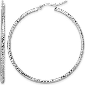 Diamond2Deal 10k Gold Diamond-cut 2mm Round Tube Hoop Earrings