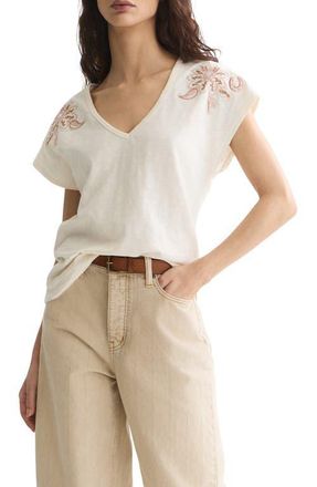 Scotch & Soda Embroidered Cotton Graphic T-Shirt in Eggnog at Nordstrom, Size X-Small
