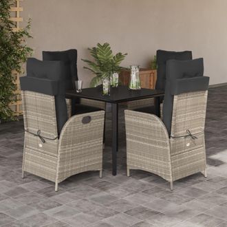 vidaXL Vidaxl - Set Pranzo Da Giardino 5pz Con Cuscini Grigio Chiaro Polyrattan