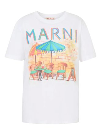Marni postcard-print short-sleeve T-shirt - White