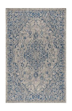 Jonathan Y Designs Rozetta Boho Medallion Textured Weave Indoor/Outdoor Area Rug in Gray/navy at Nordstrom, Size 2Ft 0In X 8Ft 0In
