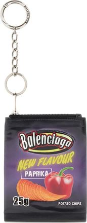 Balenciaga chips leather keyring - men - Calf Leather/Metal - One Size - Black
