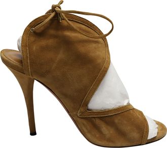 Aquazzura Cut Out Sandals in Brown Suede