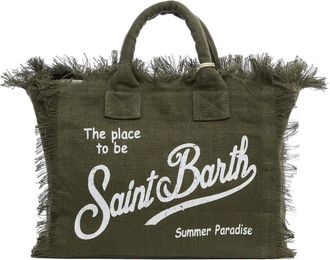 MC2 Saint Barth Tote Bags, female, Green, Size: ONE SIZE Colette Linen Handbag