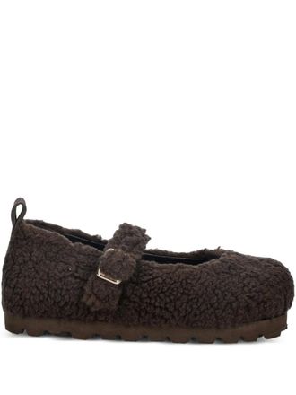 INUIKII Molly Curly buckle strap ballet flats - Brown