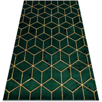 RugsX Rugsx - Alfombra Emerald Exclusivo 1014 Glamour, Elegante Cubo Botella Verde / Oro Green 120x170 Cm