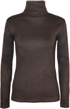 Generic New Ladies Plain Long Sleeve Polo Neck Stretch Top Women Turtle Neck Jumper Shirt (L/XL (UK 16-18), Brown)