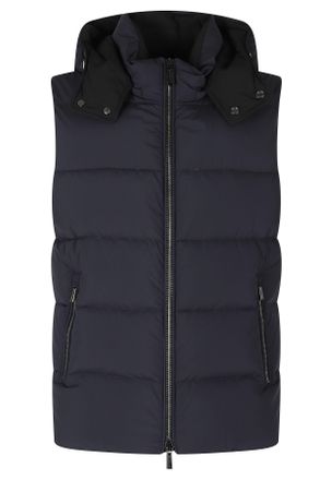 Moorer Navy Fire Skt Polyester Hooded Gilet