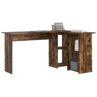 Berkfield Home Smoked Oak Computer Desk Smoked oak Engineered wood Large in Brown