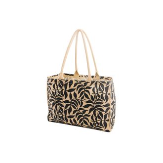 KAF Home Jute Market Tote Bag with Handles (Leaves)