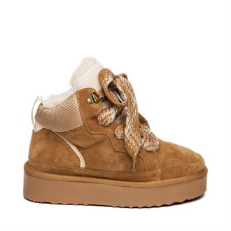 Steve Madden Womens Paci Lace Up Checkerboard Sneakers in Chestnut Suede - Brown - Size UK 4