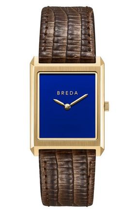 Breda Virgil Leather Strap Two-Tone Tank Watch, 26mm x 35mm in Gold at Nordstrom