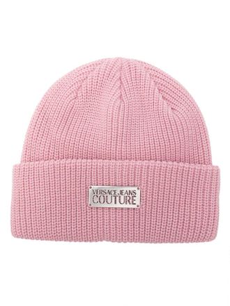 Versace Jeans Couture ribbed-knit beanie hat - women - Polyester/Acrylic - One Size - Pink