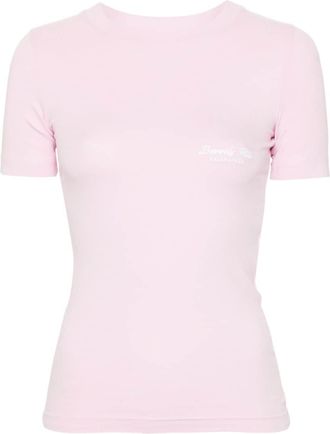 Balenciaga Beverly Hills embroidered T-shirt - women - Cotton/Polyester/Spandex/Elastane - S - Pink
