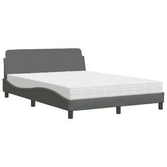 vidaXL Cama Con Colch&oacute;n Tela Gris Oscuro 140x190 Cm Vidaxl