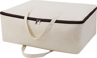 OEM Juego De 2 Bolsas De Almacenamiento Transpirables De Lona De Algod&oacute;n Natural Con Asas Y Cremalleras De 3 Lados, Perfectas Para Ropa, Mantas, Edredones
