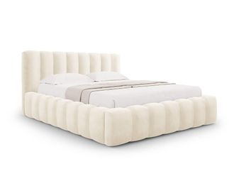 CXL by Christian Lacroix Cama con cabecero y ba&uacute;l 200x200cm de terciopelo beige claro