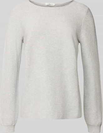 Christian Berg Regular Fit Longsleeve aus reiner Baumwolle in Strick-Optik in Mittelgrau Melange, Größe XXL