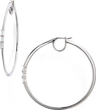 Nadri Cubic Zirconia Hoop Earrings in Rhodium at Nordstrom Rack