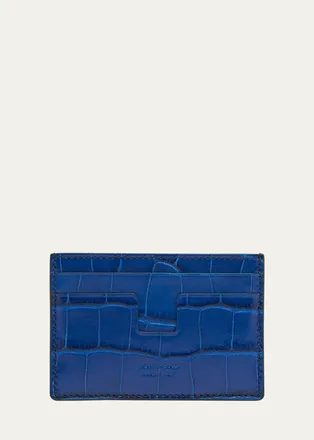 Tom Ford Mens Croc-Effect Leather T-Line Card Holder