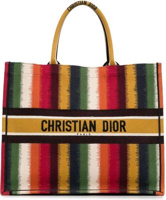 Dior 2020 Large Striped Book tote bag - women - Canvas - One Size - Yellow