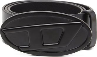 Diesel 4cm leather belt with Oval D plaque - Belts - Woman - Black