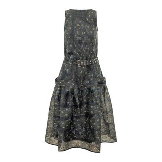 Ganni Midi Dresses, female, Black, Size: S Shibori Long Dress