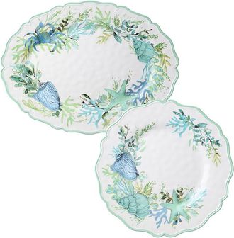 Certified International Sea Glass Melamine 2Pc Platter Set