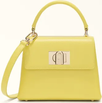 Furla 1927 Borsa A Mano Mini Mudec Yellow Giallo Pelle Stampata Donna